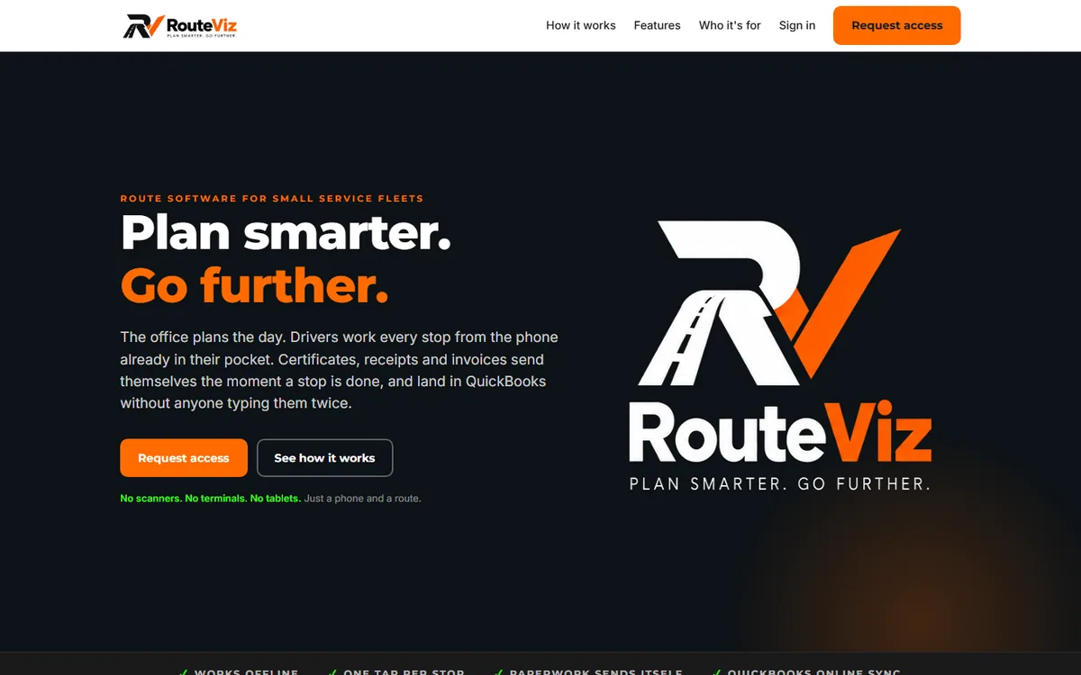 RouteViz website, home page